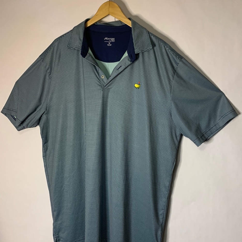 Masters Tech Men's Golf Polo Houndstooth Shirt Green/Black XL